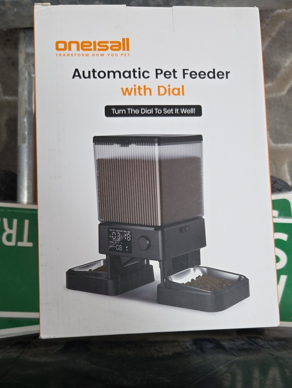 Oneisall Automatic Pet Feeder with Dial – Black